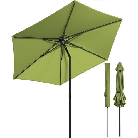 Parasol de Jardin Inclinable 270 cm Protection UV 50+ Parasol avec Aération Supérieure Sac de Transport à Bandoulière pour Café Jardin Terrasse Balcon Camping Plage Vert Olive (1/5)