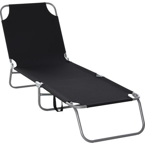 Klappbare Sonnenliege mit verstellbarer Rückenlehne, mehrfach verstellbar, Metall und Polyester, Schwarz (1/5)
