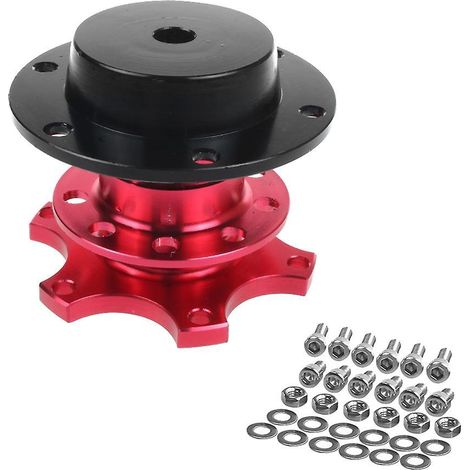 Universal-Schnellverschluss-Adapter für 6-Loch-Lenkräder aus Aluminiumlegierung – Rot (1/5)