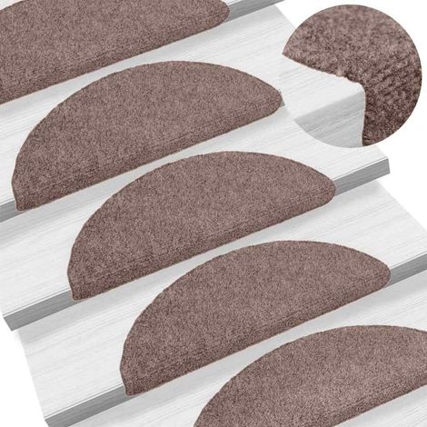 vidaXL Felpudos autoadhesivos para escaleras, 5 unidades, 56 x 17 x 3 cm, marrón claro, semicirculares (1/5)
