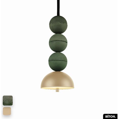 Lampe de suspension en béton - BOSFOR CONCRETE ASPERGE - AMANDE 3 BALLES LED 14W (1/2)