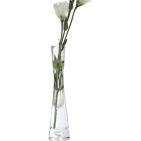 Vase en verre soufflé fait à la main, vase transparent pour fleurs à tige unique ou décoration de maison et de bureau. (1/5)