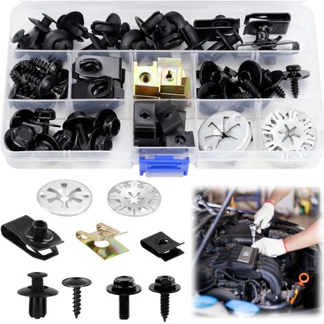 Kit de 80 clips de fijación para guardabarros, tornillos y clips, juego de tornillos para carrocería, pernos y clips para guardabarros, piezas de fijación y reparación de automóviles. (1/5)