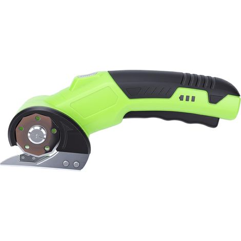 Cutter Électrique pour Carton, Découpeuse de Tissu sans Fil avec Batterie 2000mAh, Double Interrupteur de Sécurité, LED, Lame Acier SK5 pour Moquette, Cuir, (avec 2 lames de 1,5 mm (1/5)