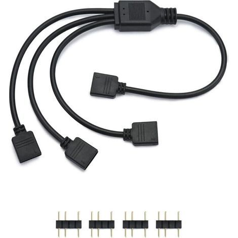 Cable répartiteur ARGB, 5 V, 3 broches, cable rgb pc, 1 prise vers 3 fiches, 30 cm, pour refroidisseur CPU et ventilateur 5 V ARGB (1/5)