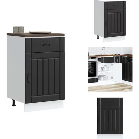 Küchen-Unterschrank Lucca Schwarz Holzwerkstoff - Küchenunterschrank - Küchenunterschränke - Spülenunterschrank - Unterschrank Für Küche (1/5)