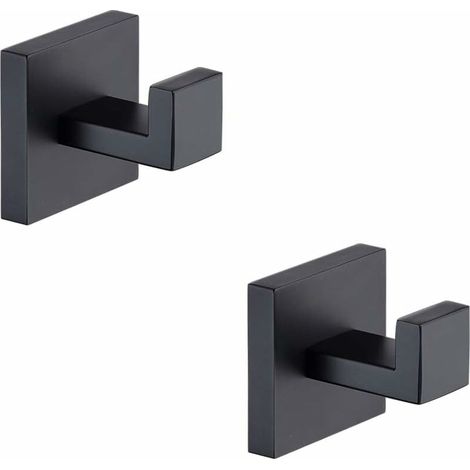 Crochet carré en acier inoxydable 304 sans vis, noir, lot de 2 (1/5)
