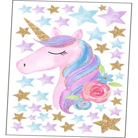 Sticker Mural - Licorne - 36 x 60 cm - Vinyle PVC - Décoration Chambre Enfant - 1 Pièce