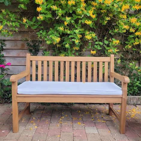 Teck'Attitude – Banc de jardin en teck massif 130 cm – 2 à 3 places – Résistant aux intempéries – Dossier droit ergonomique – Assemblage facile