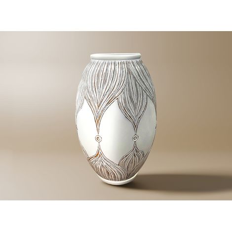 Vase en polyrésine blanc H36 cm MANOLIS (1/2)