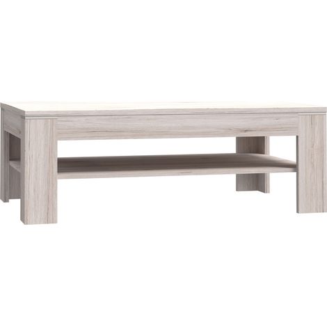 Home Heavenly® - Mesa centro con revistero KEVIN, moderna lineal, de 120 cm ancho x 75 cm prof. Color: Roble Arena (1/5)