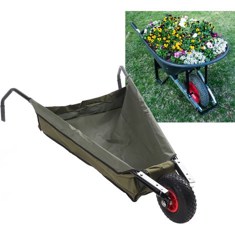 Sac de grande capacité de tube d'acier de barre à roues pliable de jardin pour le sol de l'écorce des mauvaises herbes d'herbe (1/5)