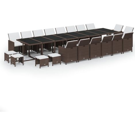 Conjunto de comedor de jardín 21 piezas marrón de polirratán 020014436 (1/5)