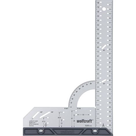 Wolfcraft – Équerre universelle 5205000 – Acier – Longueur 200 mm – Largeur 300 mm – Angle 45° et 90° – Gabarit de perçage pour charnières