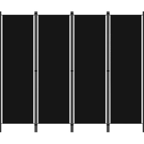 vidaXL Paravento a 4 Pannelli Nero 200x180 cm