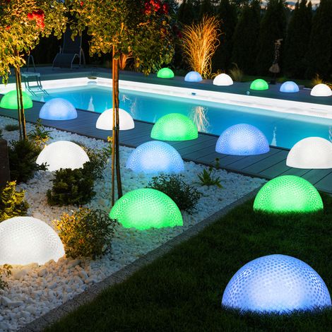 Lot de 18 lampes LED décoratives de jardin demi-sphère effet lampes IP44 projecteurs extérieurs (1/5)