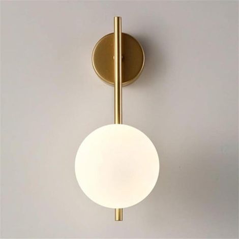 Modern and creative wall light, spherical glass lampshade, gold finish, warm light. (1/5)