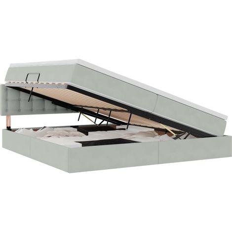 Maison Exclusive - Aufbewahrungsbett mit Kopfteil Hellgrau 200 x