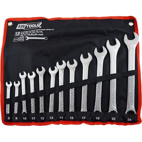 SET DI CHIAVI COMBINATE AWTOOLS 12 pz. 8, 9, 10, 11, 12, 13, 14, 15, 17, 19, 22, 24 mm