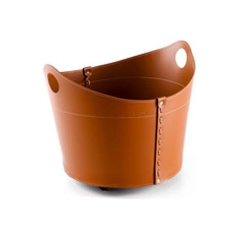 Borsa porta legna o pellet in cuoio Cadin Mini  Finitura cavallino (1/2)
