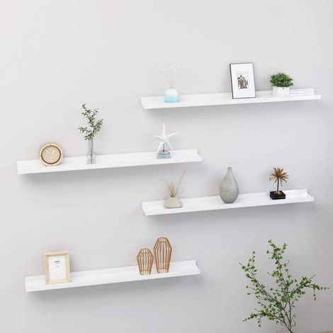 vidaXL Wall Shelves 4 pcs High Gloss White 80x9x3 cm (1/6)