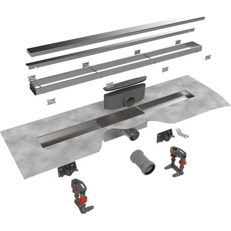 Easy Drain Compact TAF caniveau de douche plaque simple 80cm 50mm avec grille Zero design inox (1/5)