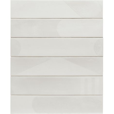 Aelle - Carrelage sol / mur brique déco mixe mate et brillant effet béton blanc 6x30 cm WADI DECOR SNOW - Vendu par boîte de 0.50 m² (1/2)