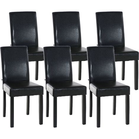 Lot de 6 Chaises de salle à manger Ina similicuir avec pieds en Bois Marron Noir