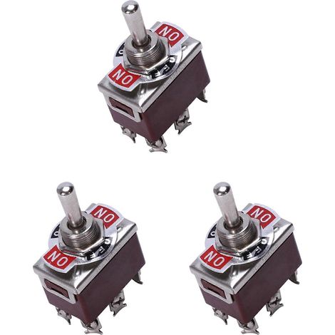 3 interrupteurs momentanés DPDT 3 positions 250 V CA / 15 A / 125 V / 20 A (ON/OFF/ON) - JBMEDIA (1/4)