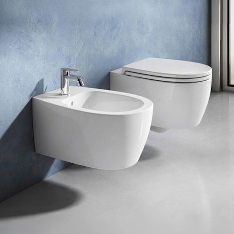 Sanitari sospesi bianco lucido con scarico rimless e copriwc Demy Dolomite (1/5)