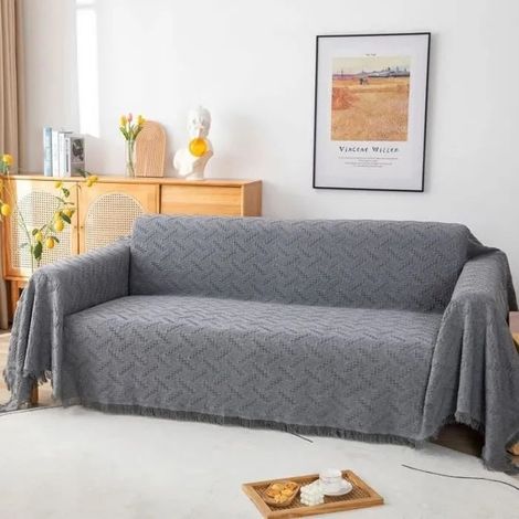 Plaid Canape Grande Taille Housse Canapé 3 Places Réversible Couvre Canapé Jete De Canape Polyvalente Avec Décoratifs Glandsn4532 (1/4)