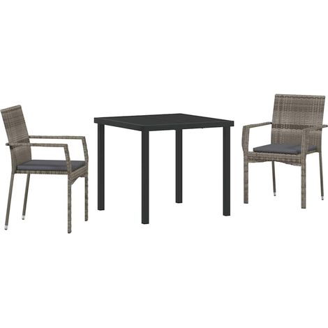 Maison Exclusive - Ensemble de salle à manger pour jardin 3 pcs Gris polyrotin (1/5)