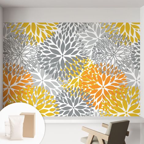 Papier peint intissé mural pour salon chambre à coucher tendance et originale - Colle incluse gratuite Énergie florale 152x104 cm (1/5)