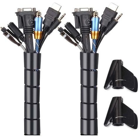 Manchons de rangement de cable, protecteur de couverture de cable de rangement de fil de gestion de cable 3M 22mm pour organiser les cables d'alimentation USB/TV-Fei Yu (1/5)