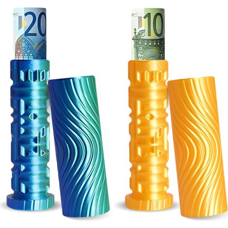 Set of 2 maze boxes for money, gift box for small items, creative gift for birthday, Christmas, men and women, for boy, man, teenager, anniversary (gold + teal) (1/5)