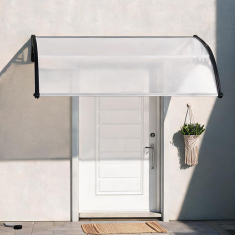 Auvent de porte en polycarbonate blanc 90 x 150 cm en plastique (1/5)