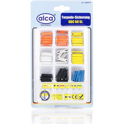alca® Torpedo-Sicherungen 5 A - 30 A 60 St. Set Auto Abschmelzsicherungen Set Torpedosicherungen Fahrzeuge Oldtimer Kfz Sortiment