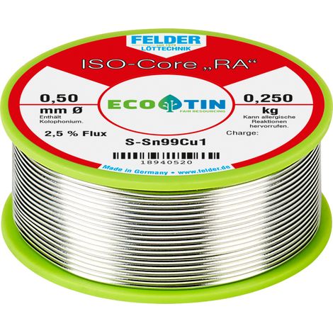 Felder ISO-Core "RA" Sn99Cu1 Lötzinn, bleifrei Spule Sn99,3Cu0,7  0.250 kg 0.5 mm