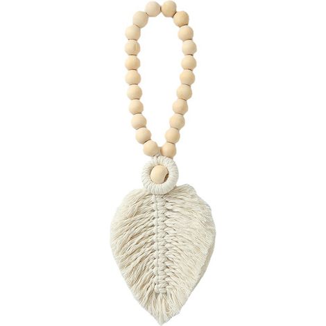 Curtain Holdback - Cotton Rope with Adjustable Wooden Bead - Indoor Outdoor Drapery Tieback - Set of 2 (1/5)