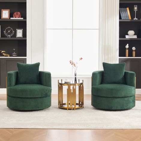 Poltrona girevole 360° 76x79x78 cm verde scuro con contenitore sotto seduta MEUBLIV (1/5)