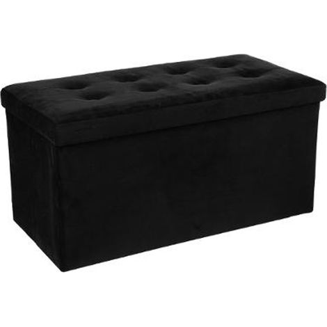 Coffre/pouf pliable en MDF et polyuréthane coloris noir - Dim : L76 x l38 x H38 cm -PEGANE- (1/2)