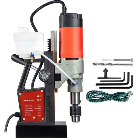 Perceuse magnétique portative 1200W, diamètre de perçage 4 cm, force 13000N, vitesse variable 580 tr/min, pour surfaces diverses et bricolage, certifiée CE. (1/5)