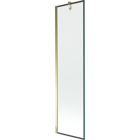 Mexen Next mampara de ba帽o de 1 hoja 50 x 150 cm, marco negro, dorado - 895-050-000-00-70-50