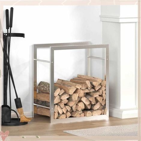 357859 Portant de bois de chauffage 50x28x56 cm acier inoxydable (1/5)
