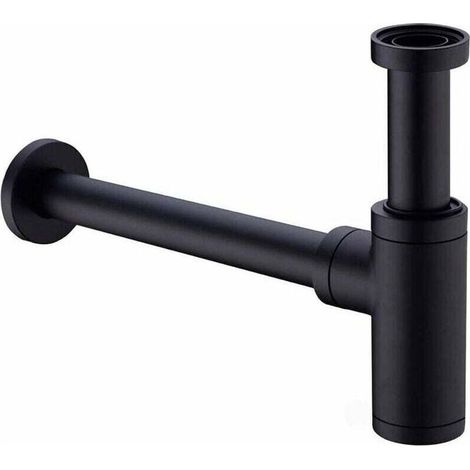 Siphon d'évier en acier inoxydable, bonde universelle 1 1/4 x 32 mm, anti-odeurs, réglable, noir (1/5)