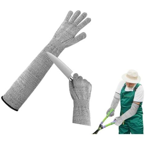Guanti da giardinaggio antitaglio - Particolarmente adatti per cucinare, lavorare il legno e fare giardinaggio, lunghezza 50 cm - Grigio (1/4)