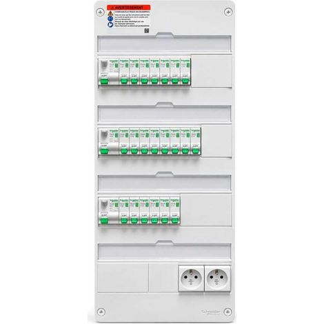 Schneider Electric – Tableau équipé à encastrer 13 modules R9HPNFC15145M – 4 rangées – Conforme NF C 15-100 – Installation rapide et fiable (1/5)