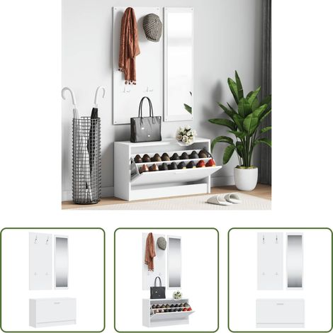 Schuhschrank - 3-tlg. Flurmöbel-Set Weiß Holzwerkstoff (1/5)