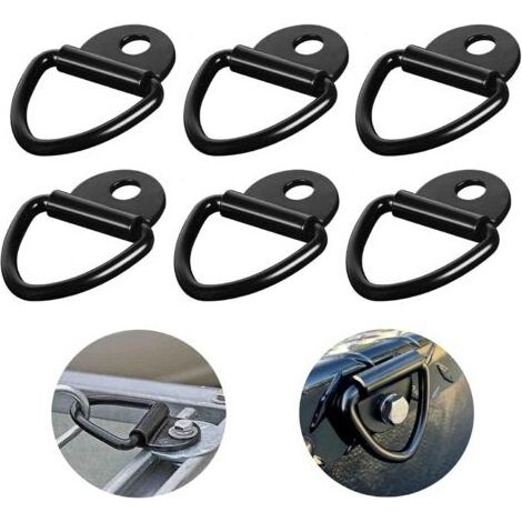 Anneau Arrimage 6 Pièces Anneau D'arrimage en D Ancrage 85 x 63 mm, Noir Robustes Arrimage Anneaux Charge 300KG pour Remorque Équipement Lourd Sécurisation de la Cargaisondengyank (1/5)
