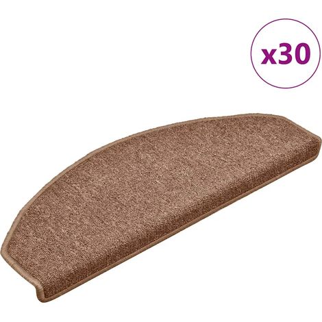 Tapis d'escalier 30 pièces 65 x 24 x 4 cm Marron Demi-rond Grand (1/5)